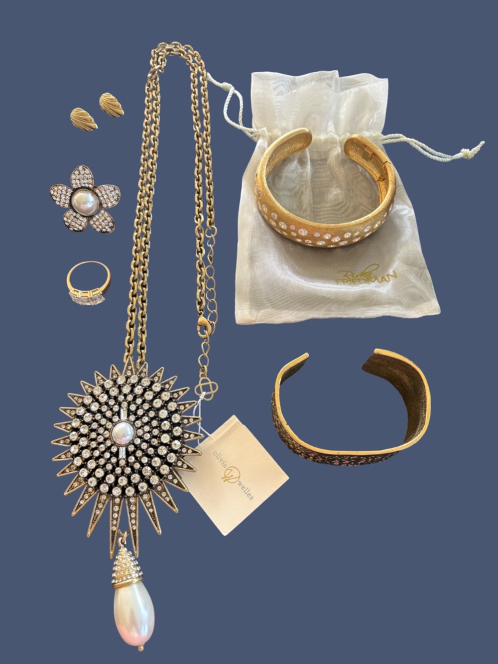 Rivka Friedman bracelet. Olivia welles Gold-Tone Sunburst Crystal Necklace